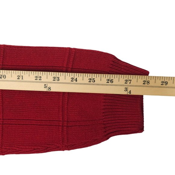 Arrow Windowpane Crewneck Sweater Mens Size Large Tall Red Cotton Long Sleeve - Picture 5 of 15